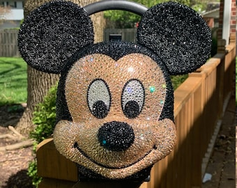 Vintage Mickey Mouse Rhinestone Purse Lunch Box Bag Aladdin Brand 1989