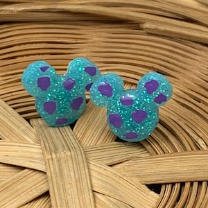 Sully Monster Inspired Mouse Ears Stud Earrings