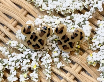 Leopard Print Inspired Mouse Ears Stud Earrings