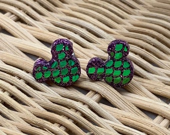 Ariel Mermaid Scales Inspired Mouse Ears Stud Aretes