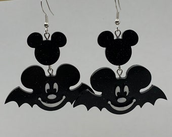 Mickey Bat Halloween Inspired Large Dangle Earrings