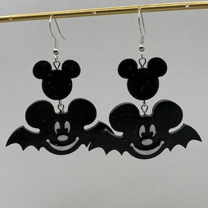 Mickey Bat Halloween Inspired Large Dangle Earrings