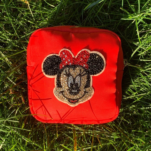 Mickey Or Minnie Inspired Small Nylon Travel Bag Zipper Pouch Organizer