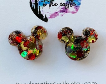 Classic Mouse Glitter MIx Inspired Mouse Ears Stud Earrings