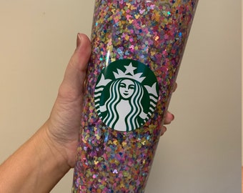 Neon Mickey Floating Glitter Confetti Starbucks 24 oz. Double Walled Cup