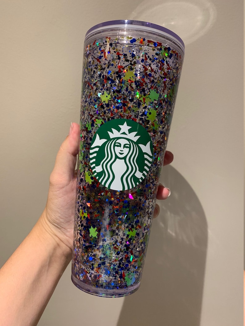 24 oz. and 16 oz. Starbucks Tumbler Toy Story Alien Inspired Floating Glitter Liquid Filled image 1