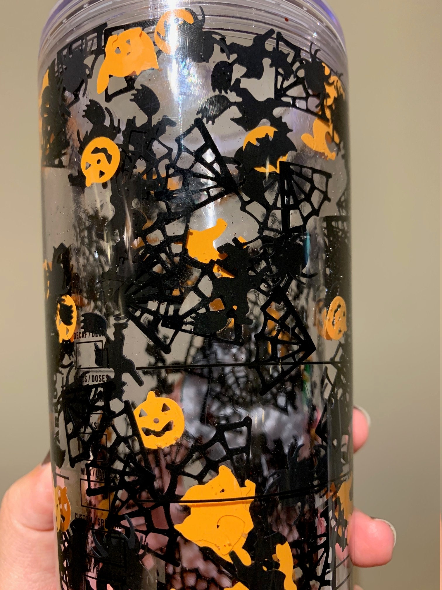 24 oz. and 16 oz. Starbucks Tumbler Halloween Floating Glitter Etsy