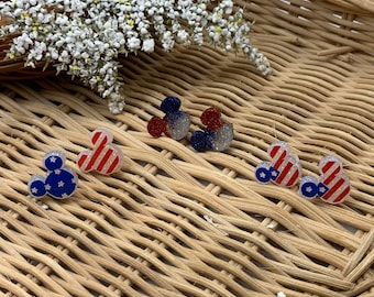 Pendientes de senos inspirados en la bandera de la bandera de EE. UU. Del Cuatro de Julio