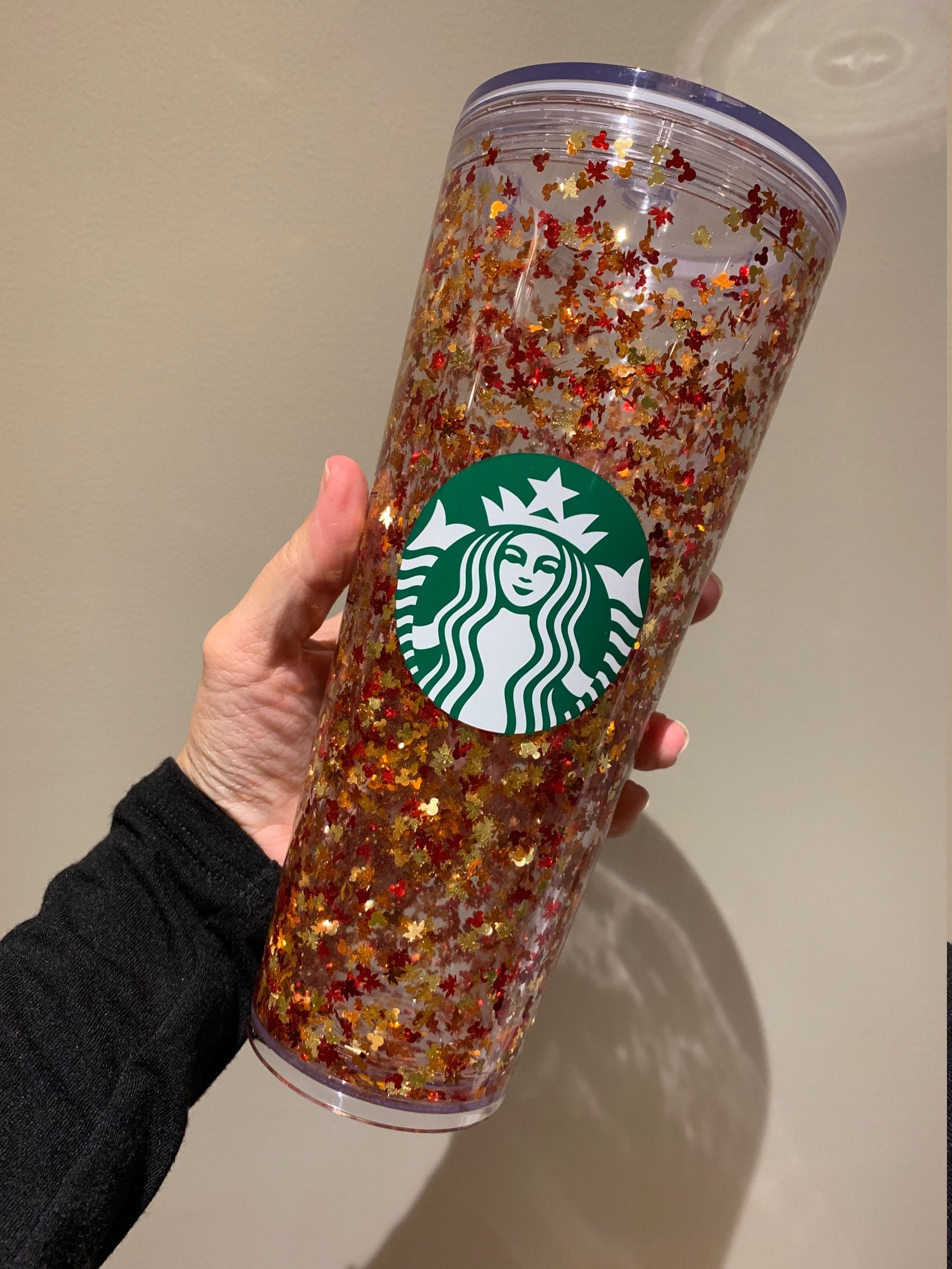 24 oz. and 16 oz. Starbucks Tumbler Fall Leaves and Mickey Etsy
