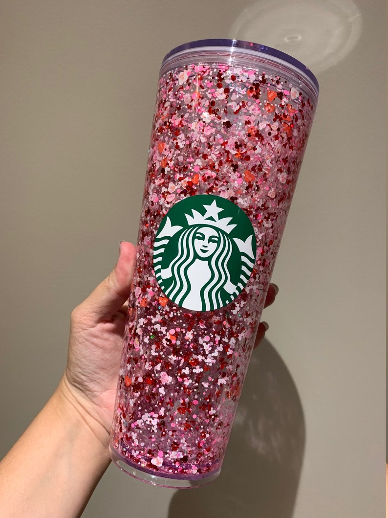 24 Oz. and 16 Oz. Starbucks Tumbler Valentines Glitter Etsy