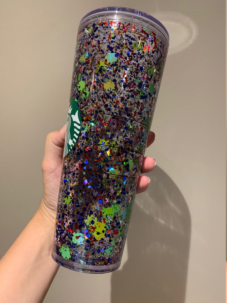 24 oz. and 16 oz. Starbucks Tumbler Toy Story Alien Inspired Floating Glitter Liquid Filled image 2