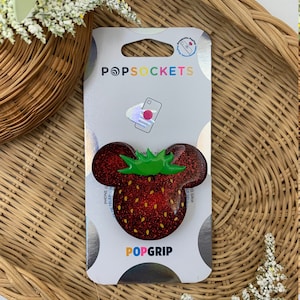 Strawberry Inspired Mouse Ears Sparkly  Phone Grip Magnet Hair Clip