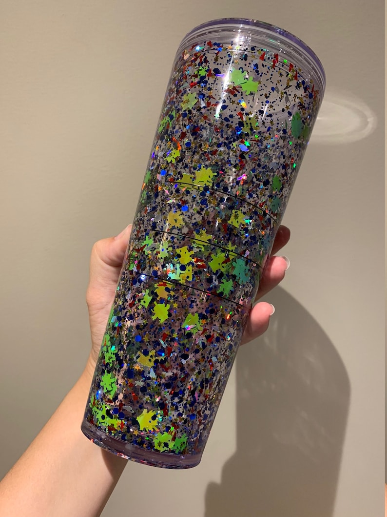 24 oz. and 16 oz. Starbucks Tumbler Toy Story Alien Inspired Floating Glitter Liquid Filled image 4