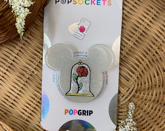 Enchanted Rose Inspired Mouse Ears Phone Grip/Magnet/Hair/Clip Pin