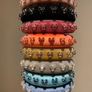 Velvet Headband With Mickey Mouse Head Rhinestones
