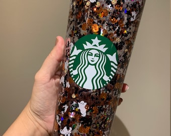 24 oz. and 16 oz. Starbucks Tumbler Halloween and Mickey Floating Glitter Liquid Filled