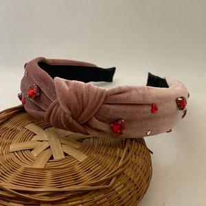 Valentine’s Day Hearts Velvet Top Knot Headband