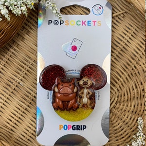 Timon and Pumbaa Inspired Mouse Ears Sparkly Phone Grip Magnet Hair Clip