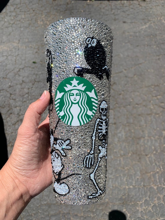 Dancing Skeletons Mickey Halloween Rhinestone Starbucks 24 Oz. Double  Walled Cup - Etsy