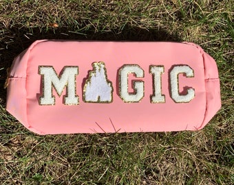 Pink Magic Castle Inspired Medium Nylon Travel Bag Zipper Pouch Organizer