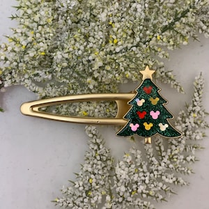 Christmas Tree Mickey Head Ornaments Hair Clip