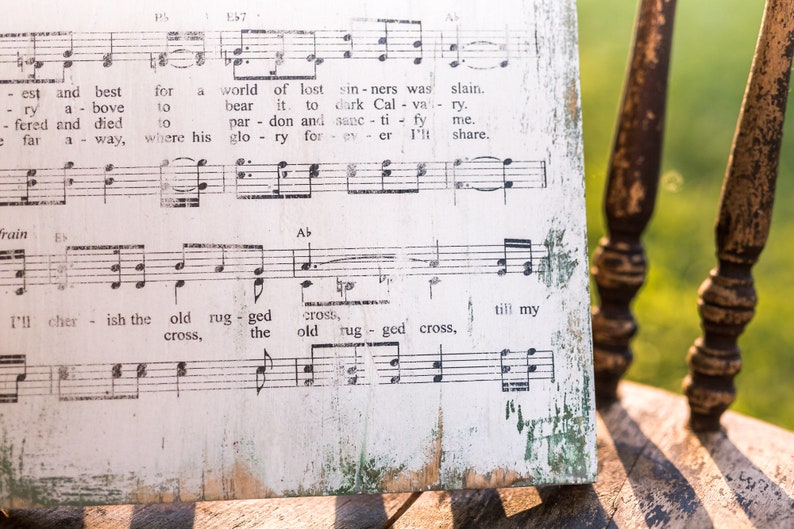 The Old Rugged Cross Hymn Art Hymn Wall Art Rustic Hymn Etsy
