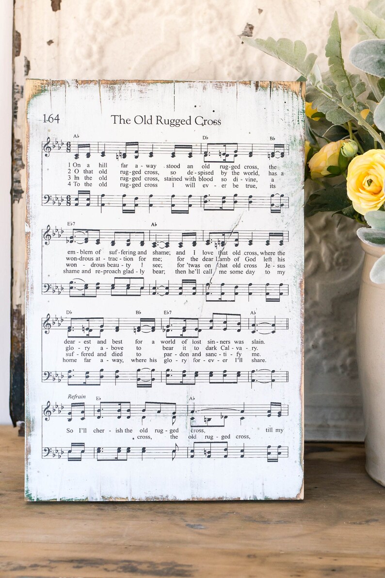 The Old Rugged Cross Hymn Art Hymn Wall Art Rustic Hymn Etsy