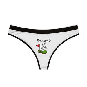 Custom Bride Panties Women&#39;s Thongs, Personalized 19th Hole Funny Golf Underwear, Bachelorette Party Gift, Wedding Lingerie, Bridal Shower,
