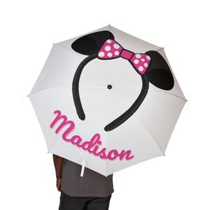 Paraguas, diseño de Minnie Mouse de Disney, impermeable ligero, bonitos accesorios de personajes de dibujos animados, regalo compacto personalizado para niños y adultos.