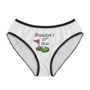 Women&#39;s Briefs, Personalized 19th Hole Funny Golf Underwear, Bachelorette Party, Wedding Party, Custom Bride Pantie, Bridal Shower
