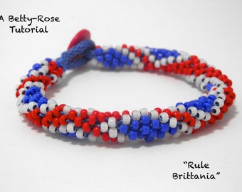 Tutorial for Beaded Union Jack 12 strand Kumihimo Bracelet with Seed beads Instant Download PDF Beading Pattern