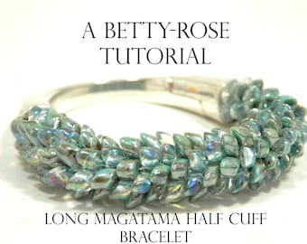 Tutorial for Beaded Kumihimo Half Cuff Bracelet with Long Magatama beads Instant Download PDF Beading Pattern