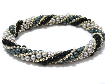 Tutorial for Twisted Spiral Pearl Bracelet Bangle Instant Download PDF Beading Pattern