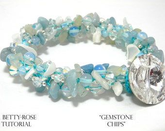 Tutorial for Gemstone Chip Kumihimo Bracelet with button Instant Download PDF Beading Pattern