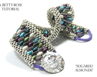 Tutorial for Double Kumihimo Bracelet "Sugared Almonds" with Superduo and Rulla beads Instant Download PDF Beading Pattern