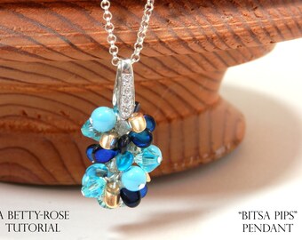 Tutorial for Beaded Kumihimo Pendant "Bitsa Pips" with Long Magatama beads and Pip Beads Instant Download PDF Beading Pattern