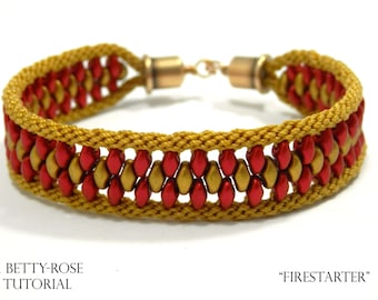 Tutorial for Double Kumihimo Bracelet "Fire Starter" with Superduo beads Instant Download PDF Beading Pattern