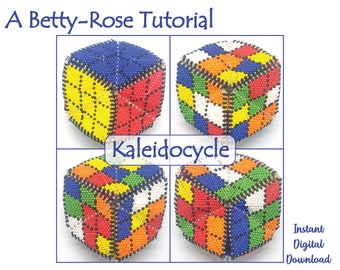 Beaded 3D Kaleidocycle TUTORIAL, Peyote stitch pattern that looks like a Rubik's cube! Bead Hexaflexigon pdf instant download