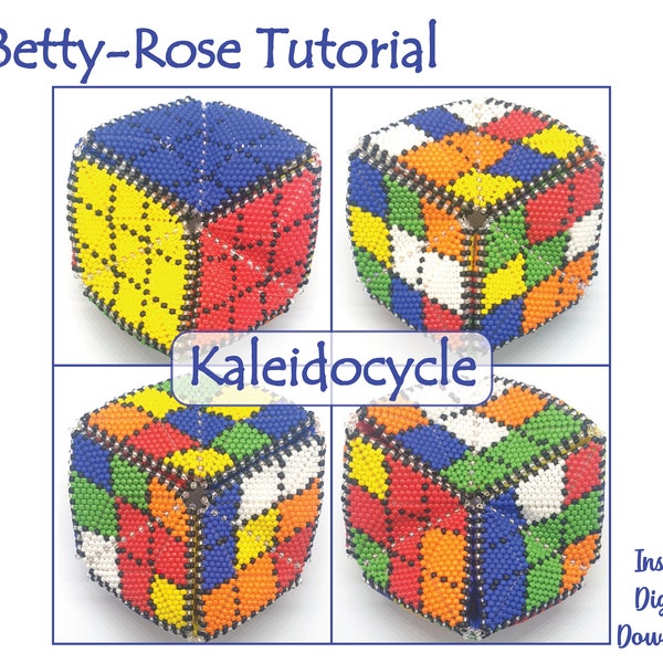 Beaded 3D Kaleidocycle TUTORIAL, Peyote stitch pattern that looks like a Rubik's cube! Bead Hexaflexigon pdf instant download