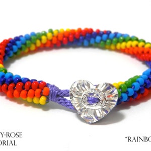 Tutorial for Rainbow Kumihimo Bracelet with Seed beads Instant Download PDF Beading Pattern