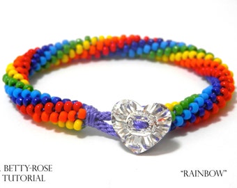Tutorial for Rainbow Kumihimo Bracelet with Seed beads Instant Download PDF Beading Pattern