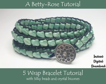 Leather Wrap Bracelet Tutorial with Silky Beads - Step-by-Step Jewelry Making Pattern PDF Instant Download