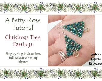 Beaded Christmas Tree Tutorial DIY Christmas Beading Gifts, Bead Weaving Patterns, Bead Stitching, Seed Beads, 2-Drop Brick Stitch