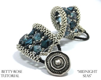 Tutorial for Double Kumihimo Bracelet "Midnight Sea" with Superduo, Rulla and Silky beads Instant Download PDF Beading Pattern