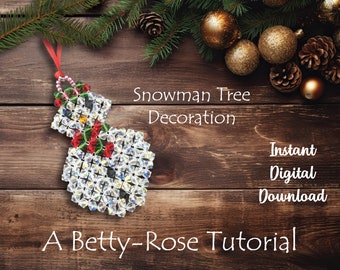 Christmas Beading Ornaments Pattern. DIY Beaded Christmas Snowman Decoration Tutorial. PDF instant download