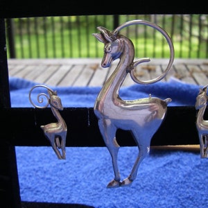 Vintage MEXICO Silver ANTELOPE Brooch & Screw Back Earrings SET-Art Deco Style