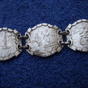 Beautiful Spanish Silver Plated Various Scenes Chain Link Fashion Bracelet
