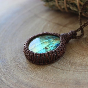 Labradorite Necklace,Macrame Necklace,Wrap Stone Necklace,Boho Necklace,Festival Jewelry, Jewelry Summer, Beach Necklace, Statement Necklace