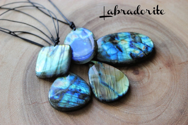 Labradorite Necklace Blue Flash Labradorite Cord Necklace