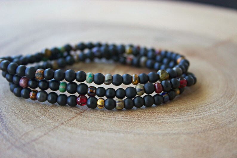 Onyx Wrap Bracelet Matt Onyx Beaded Bracelet